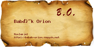 Babák Orion névjegykártya